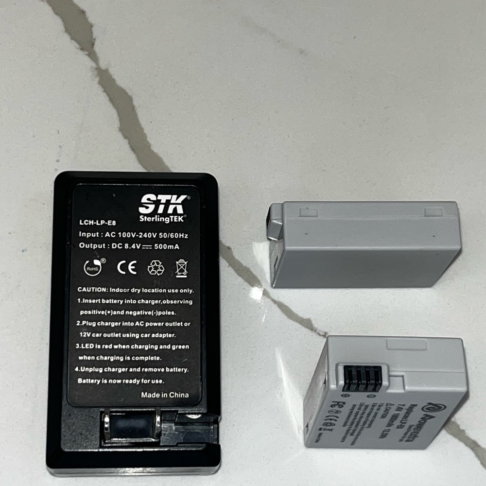 STK Power Charger LCH-LP-E8 -DC 8.4V & (2) Power Extra LP-E8 Lithium Batteries